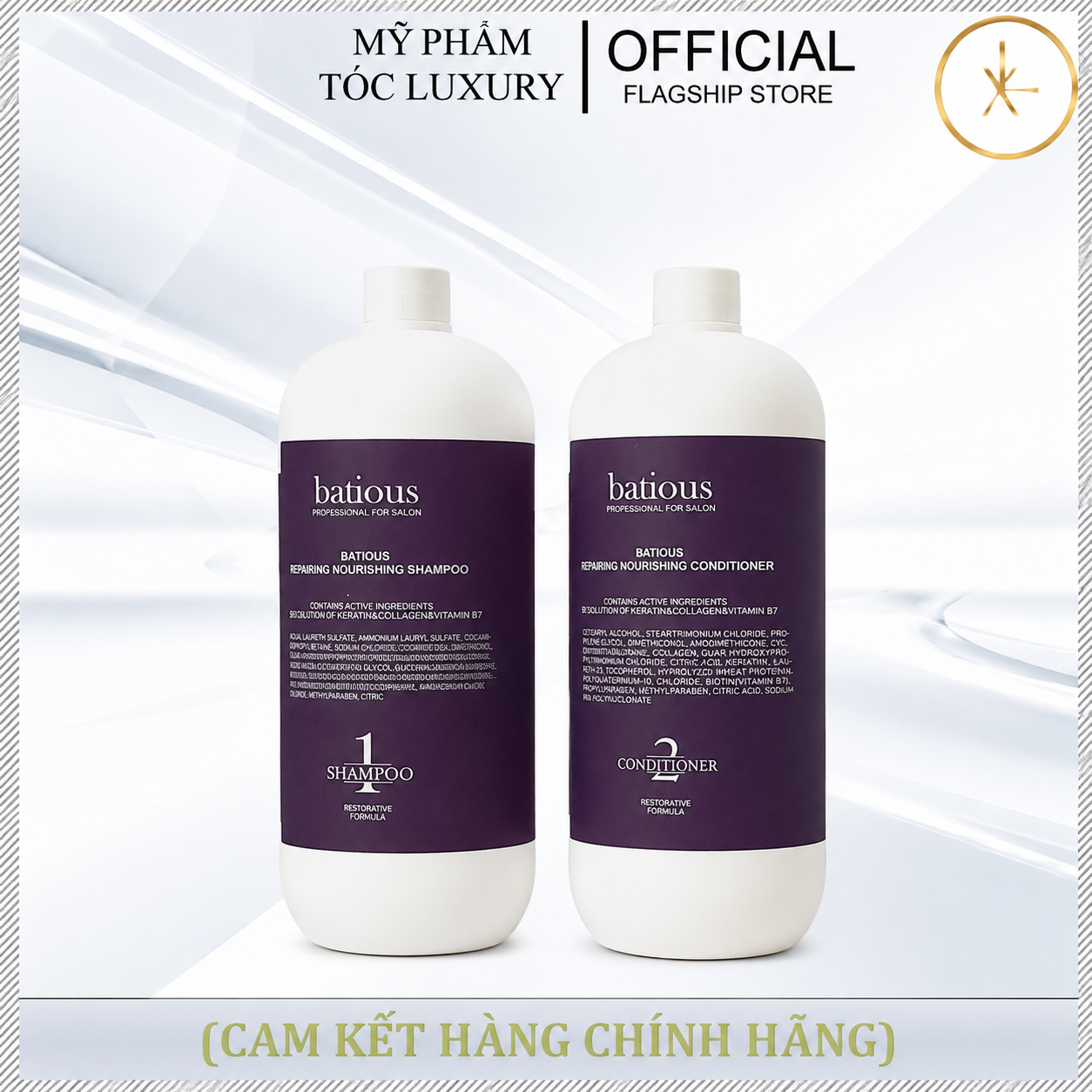 Dầu gội phục hồi tóc mềm mượt Batious Repair Màu Tím 960ml-500ml