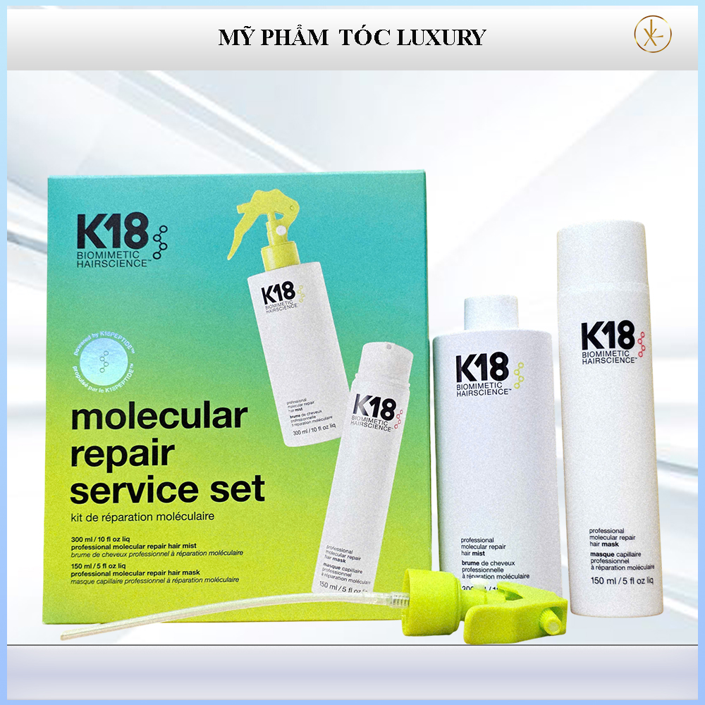 Bộ xịt dưỡng phục hồi tóc chuyên sâu K18 Biomimetic Hairscience Molecular Repair Hair Mist-300ml+150ml