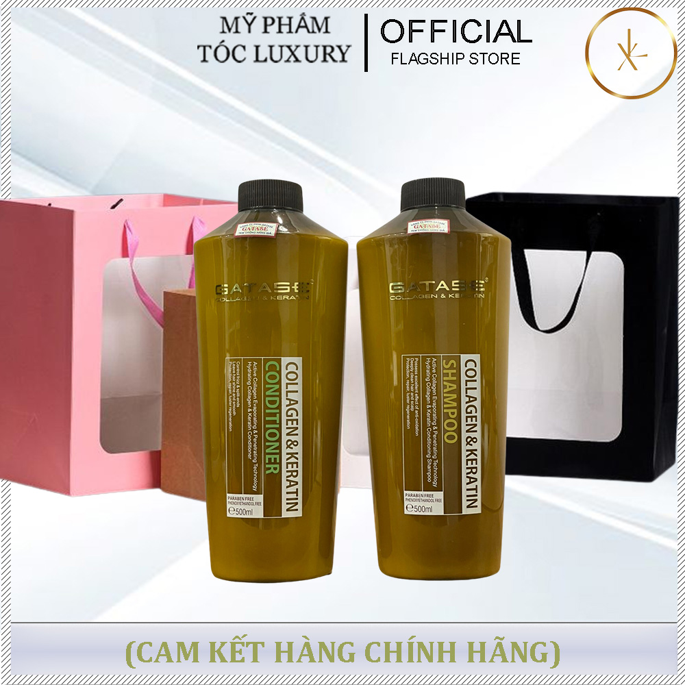 SET QUÀ TẶNG GỘI XẢ SIÊU MỀM MƯỢT KERATIN COLLAGEN GATASE 500ML