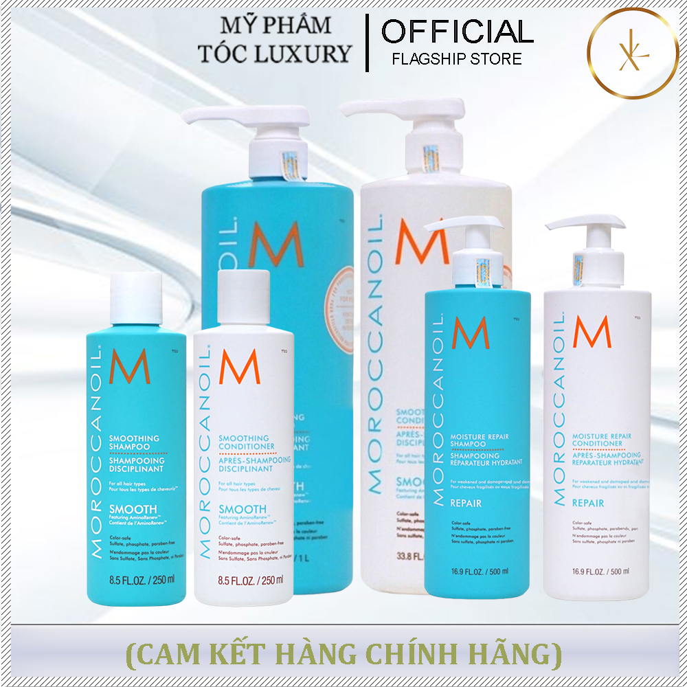 DẦU GỘI XẢ MẶT NẠ TÓC MOROCCANOIL SUÔN MƯỢT SMOOTH 250ML - 500ML - 1000ML