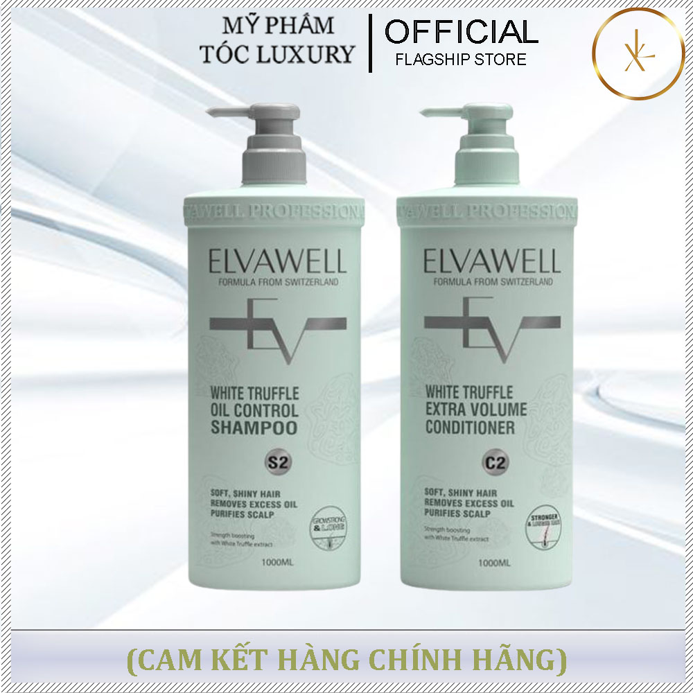 DẦU GỘI XẢ ELVAWELL GIẢM RỤNG TÓC SẠCH DẦU BẾT - 1000ML (MÀU XANH)