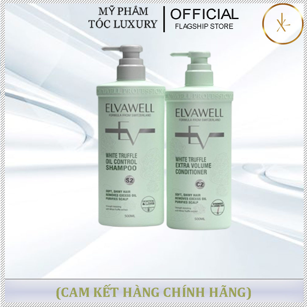 DẦU GỘI XẢ ELVAWELL GIẢM RỤNG TÓC SẠCH DẦU BẾT - 500ML (MÀU XANH)