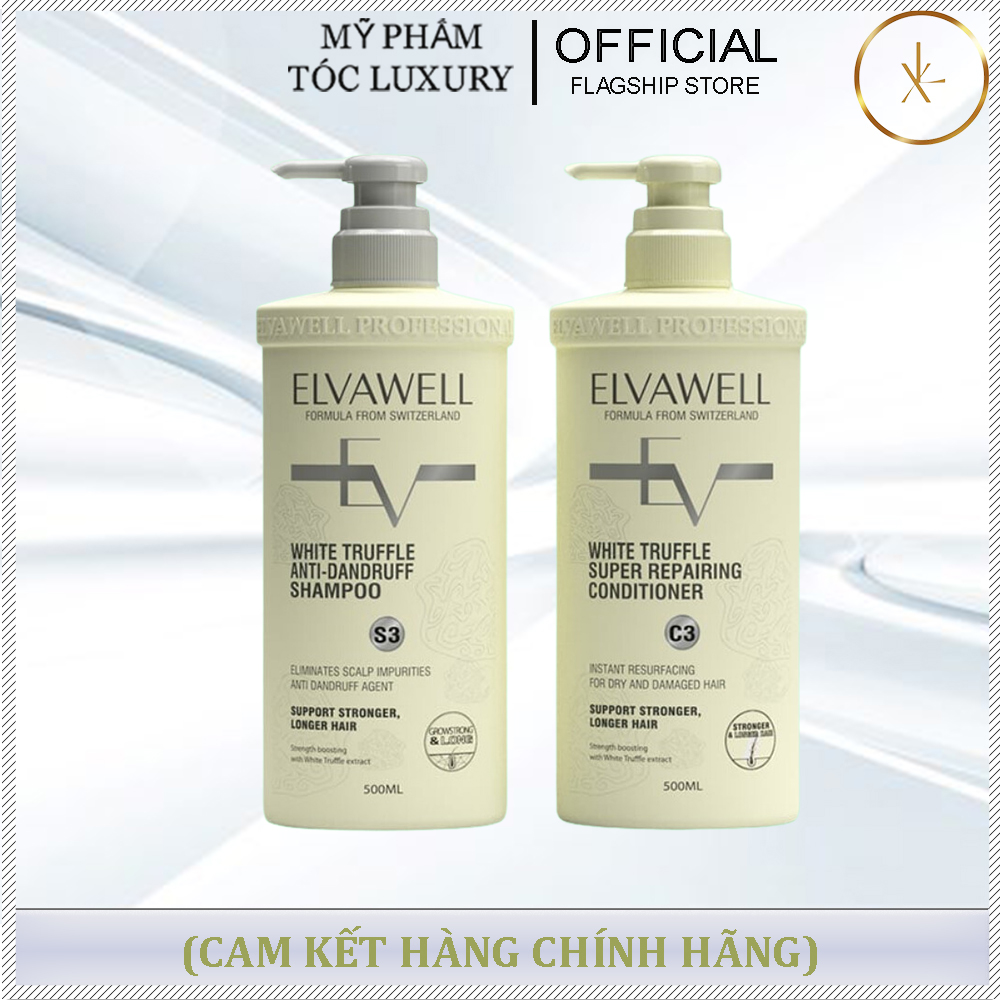 DẦU GỘI XẢ ELVAWELL GIẢM GÀU SIÊU SUÔN MƯỢT - 500ML (MÀU TRẮNG)