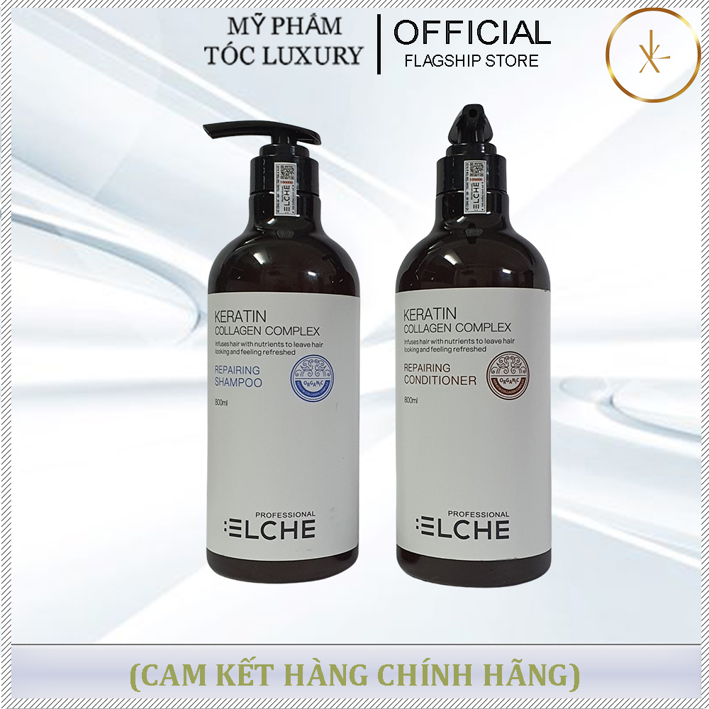 DẦU GỘI XẢ PHỤC HỒI CHỐNG RỤNG TÓC ELCHE KERATIN COLLAGEN 800ML