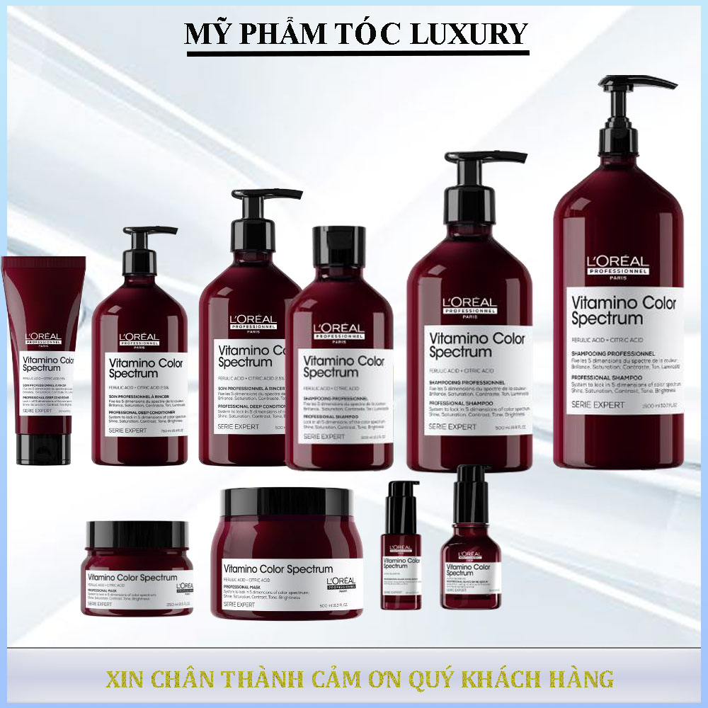 Dầu gội xả dưỡng bền màu tóc nhuộm tẩy Loreal vitamino color spectrum 300ml-500ml-1500ml