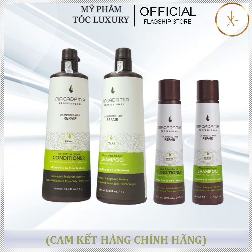 Dầu gội xả phục hồi tạo phồng Macadamia weightless repair 300ml - 1000ml