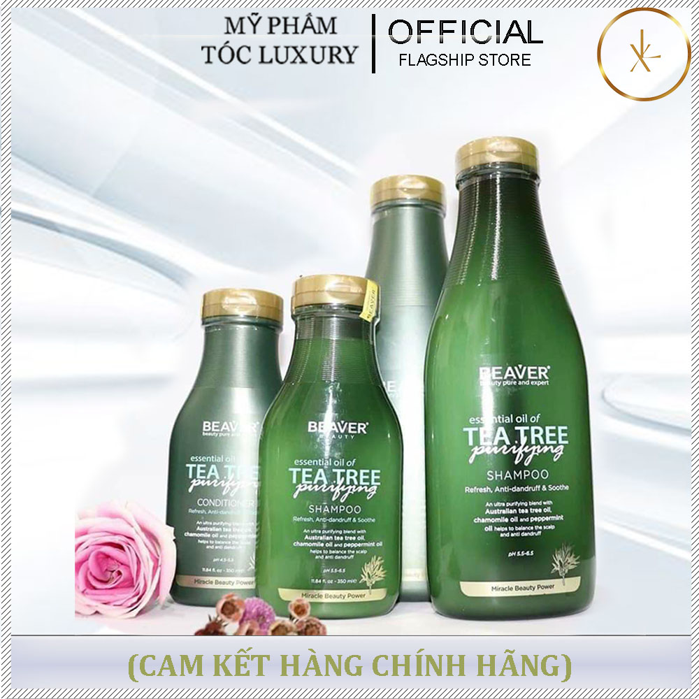 DẦU GỘI XẢ BEAVER TRÀ XANH TEA TREE CHỐNG RỤNG, GIẢM GẦU 330ML - 730ML