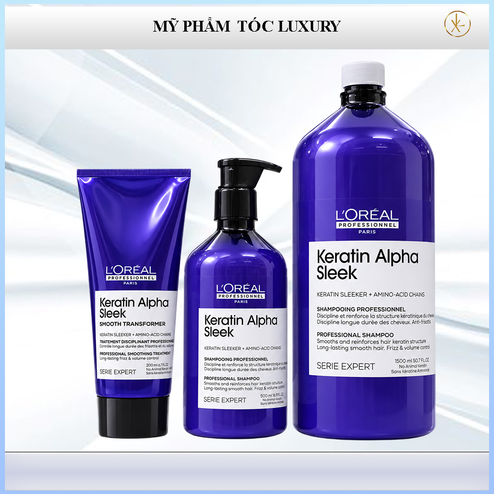 Dầu gội xả bóng mượt Loreal Keratin Alpha Sleek 200ml/500ml/1500ml