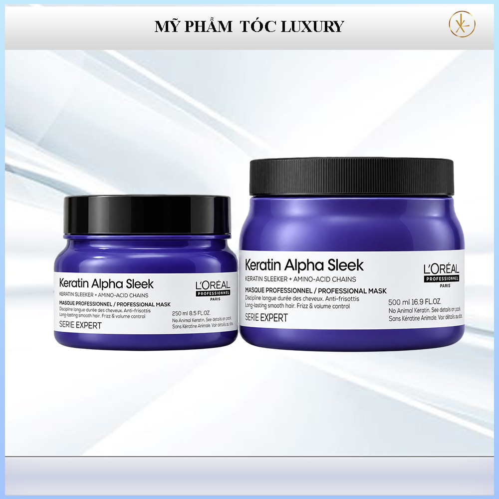 Mặt nạ hấp tóc bóng mượt Loreal Keratin Alpha Sleek 250ml/500ml