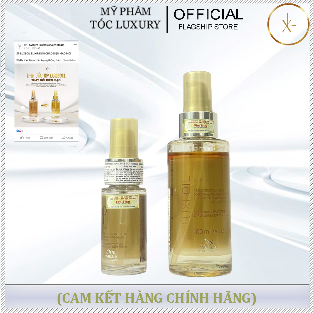 TINH DẦU DƯỠNG PHỤC HỒI TÓC HƯ TỔN SP LUXEOIL WELLA 30ml-100ML