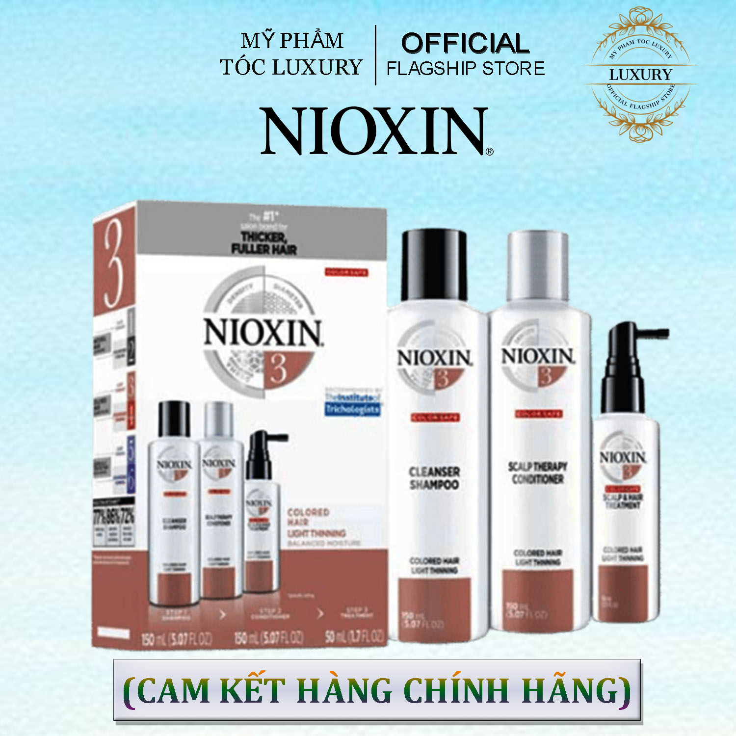 BỘ DẦU GỘI XÃ VÀ TINH DẦU NIOXIN CHỐNG RỤNG TÓC (HỆ THỐNG 3) 300ML