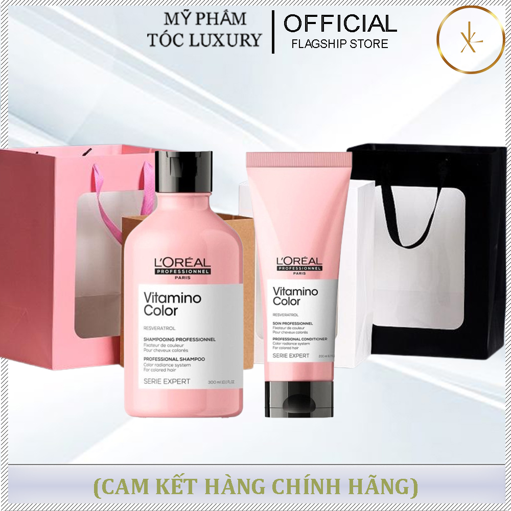 SET QUÀ TẶNG CẶP GỘI XẢ GIỮ BỀN MẦU TÓC NHUỘM LOREAL VITAMINO COLOR 300ML-200ML