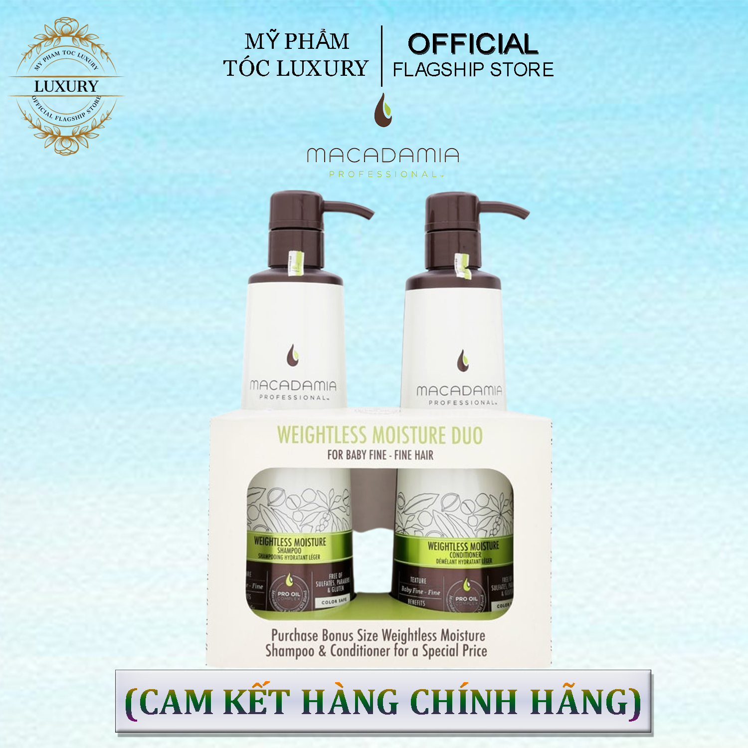 DẦU GỘI XẢ DƯỠNG ẨM SIÊU NHẸ MACADAMIA WEIGHTLESS MOISTURE 1000ML