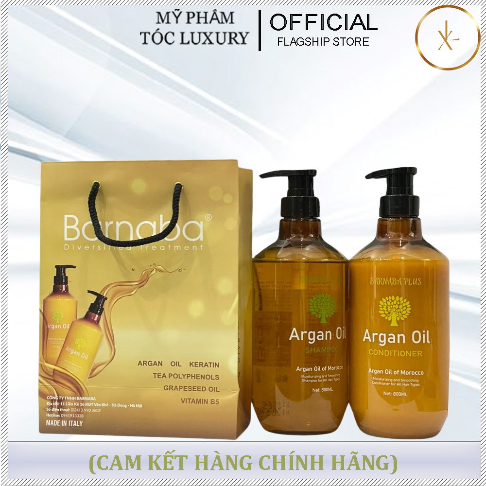 SET QUA TẶNG CẶP GỘI XẢ PHỤC HỒI TÓC GIẢM GẪY RỤNG BARNABA ARGAN OIL 800ML