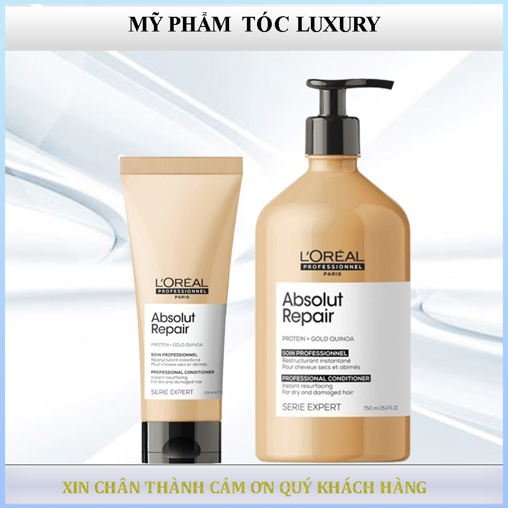 Dầu xả phục hồi tóc hư tổn Loreal Absolut Repair Gold 200ml-750ml