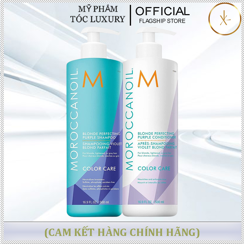 CẶP DẦU GỘI XẢ KHỬ VÀNG MOROCCANOIL BLONDE PERFECTING PURPLE SHAMPOO 1000ML