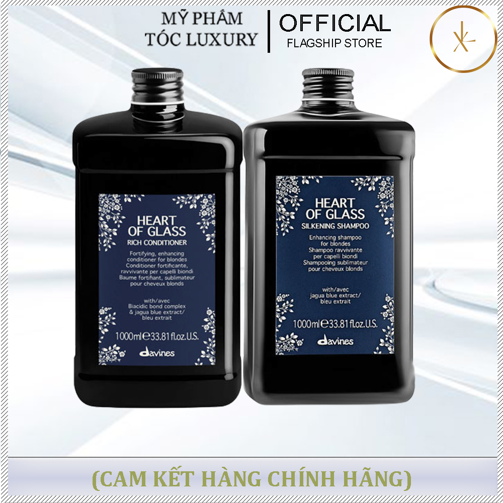 CẶP DẦU GỘI XẢ CHO TÓC TẨY TÓC SÁNG MÀU DAVINES HEART OF GLASS 1000ML CHÍNH HÃNG