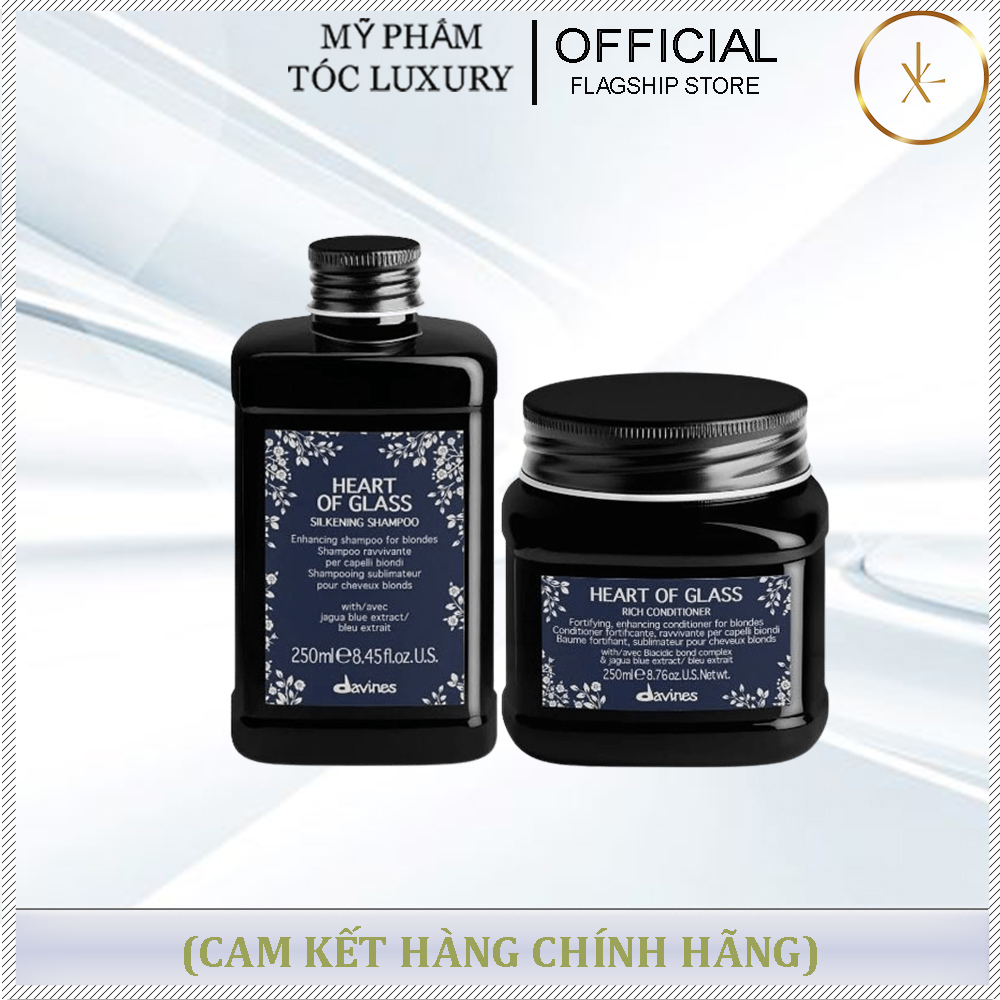 CẶP DẦU GỘI XẢ CHO TÓC TẨY TÓC SÁNG MÀU DAVINES HEART OF GLASS 250ML CHÍNH HÃNG