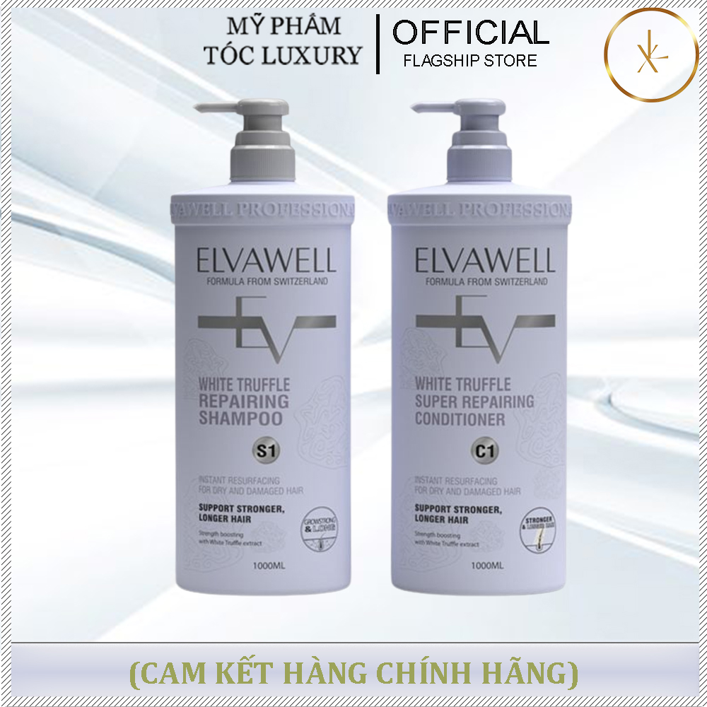 DẦU GỘI XẢ  ELVAWELL PHỤC HỒI HƯ TỔN SIÊU SUÔN MƯỢT - 1000ML (MÀU TÍM)