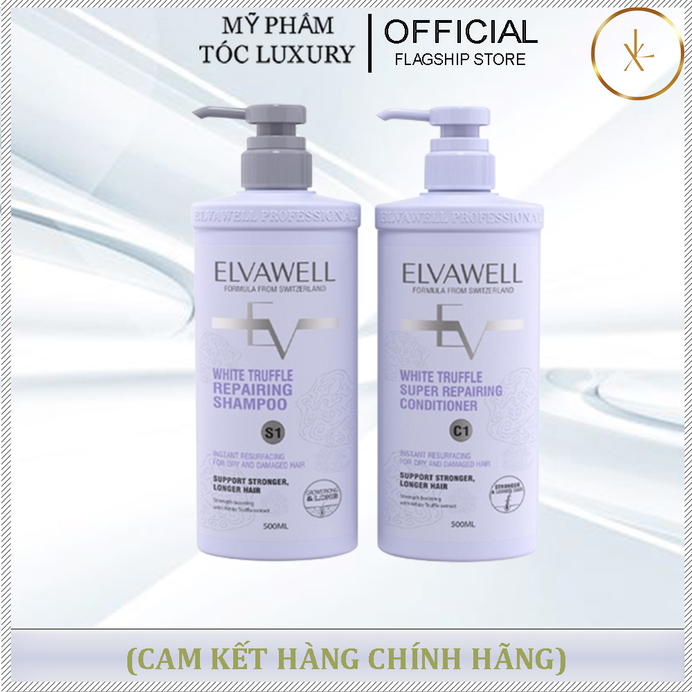 DẦU GỘI XẢ ELVAWELL PHỤC HỒI HƯ TỔN SIÊU SUÔN MƯỢT - 500ML (MÀU TÍM)