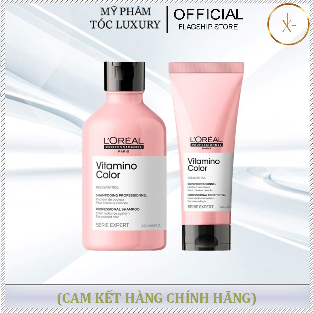 CẶP DẦU GỘI XẢ GIỮ BỀN MẦU TÓC NHUỘM LOREAL VITAMINO COLOR 300ML-200ML